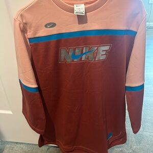 Nike Pink and Red Crewneck with Blue Accents